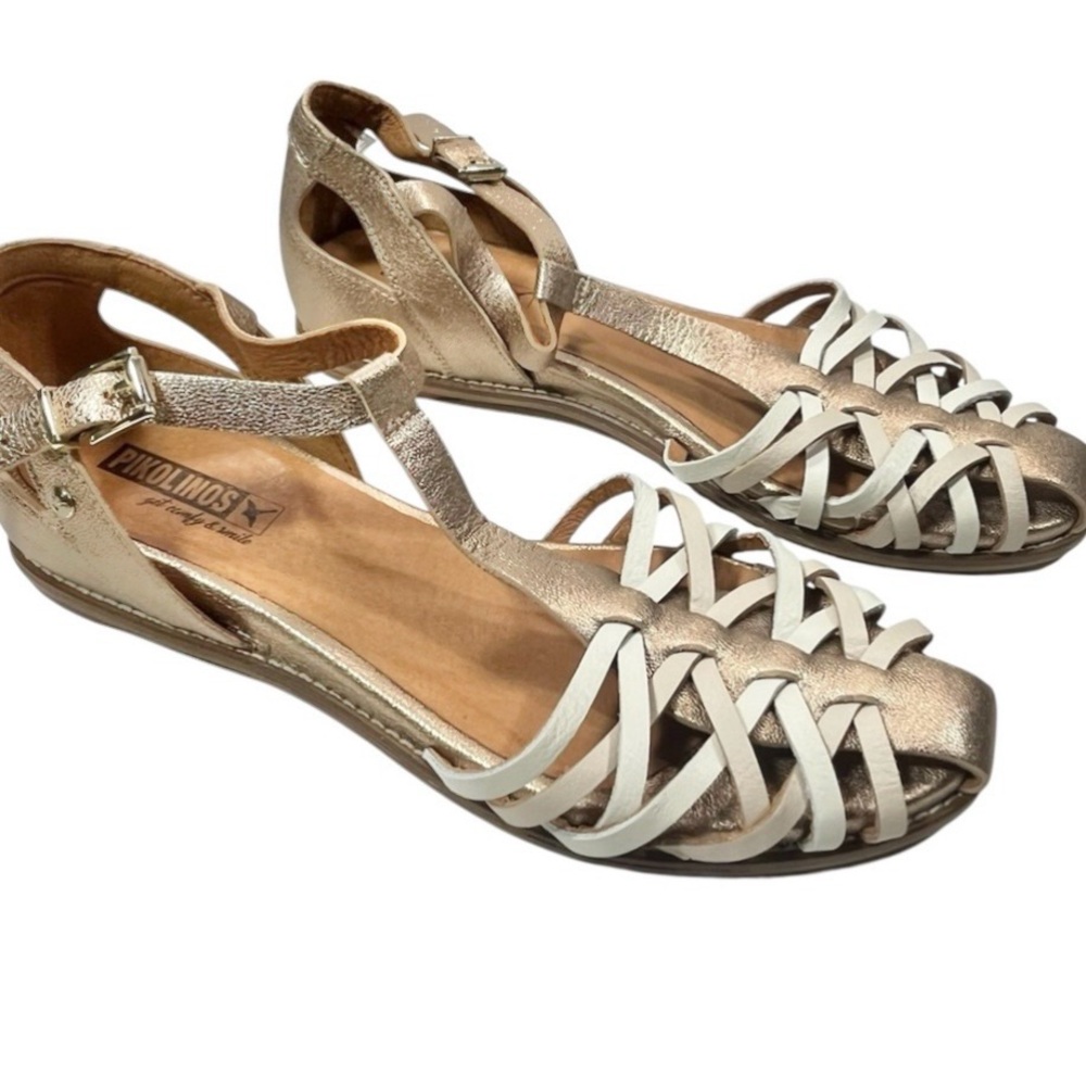 PIKOLINOS Talavera Champagne Bronze Leather Semi Closed Sandals EU 39 Comfort